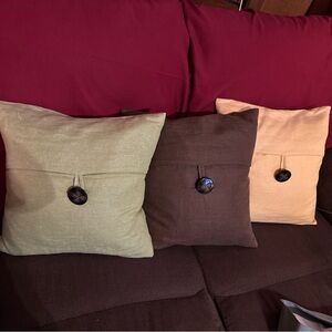 Pottery Barn Green and Brown Accent Pillows Set